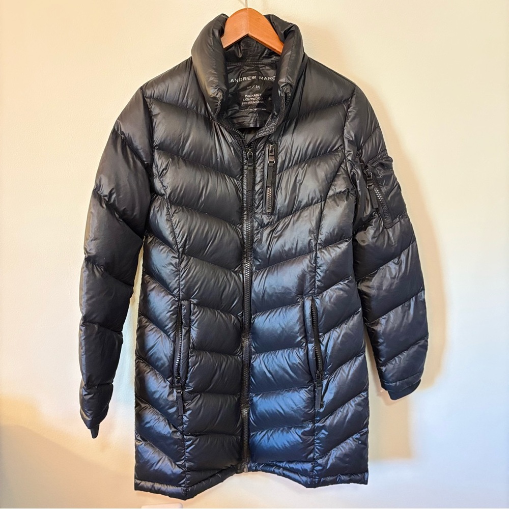 Andrew Marc Coat, Womens Medium, Black Down Puffer Jacket Quilted